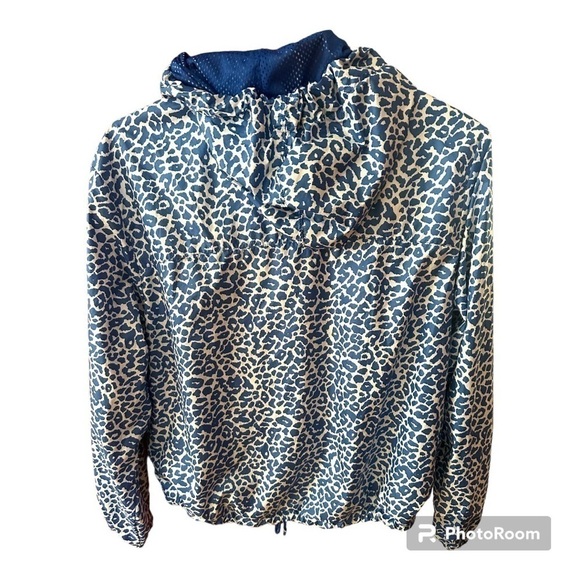 Adidas NEO Blue White Animal Print Wind Breaker Zipper Jacket - Picture 4 of 11